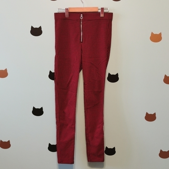 𝅺DARK Academia Pants Red Black Stretch Medium - Picture 1 of 3